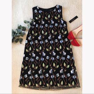 TAHARI Embroidered Floral Vine Dress